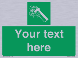 Custom sign safe condition emergency hammer